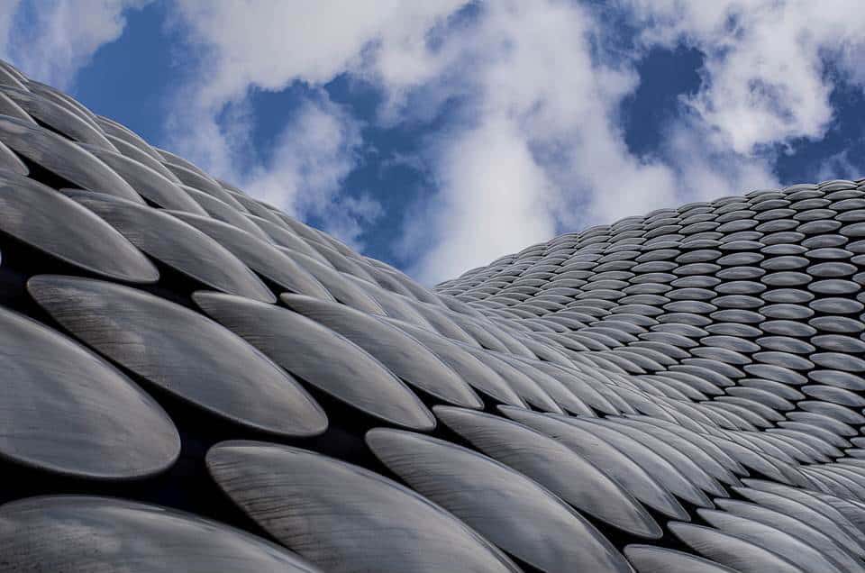 The facade of the Bullring Shopping Mall in Birmingham, UK